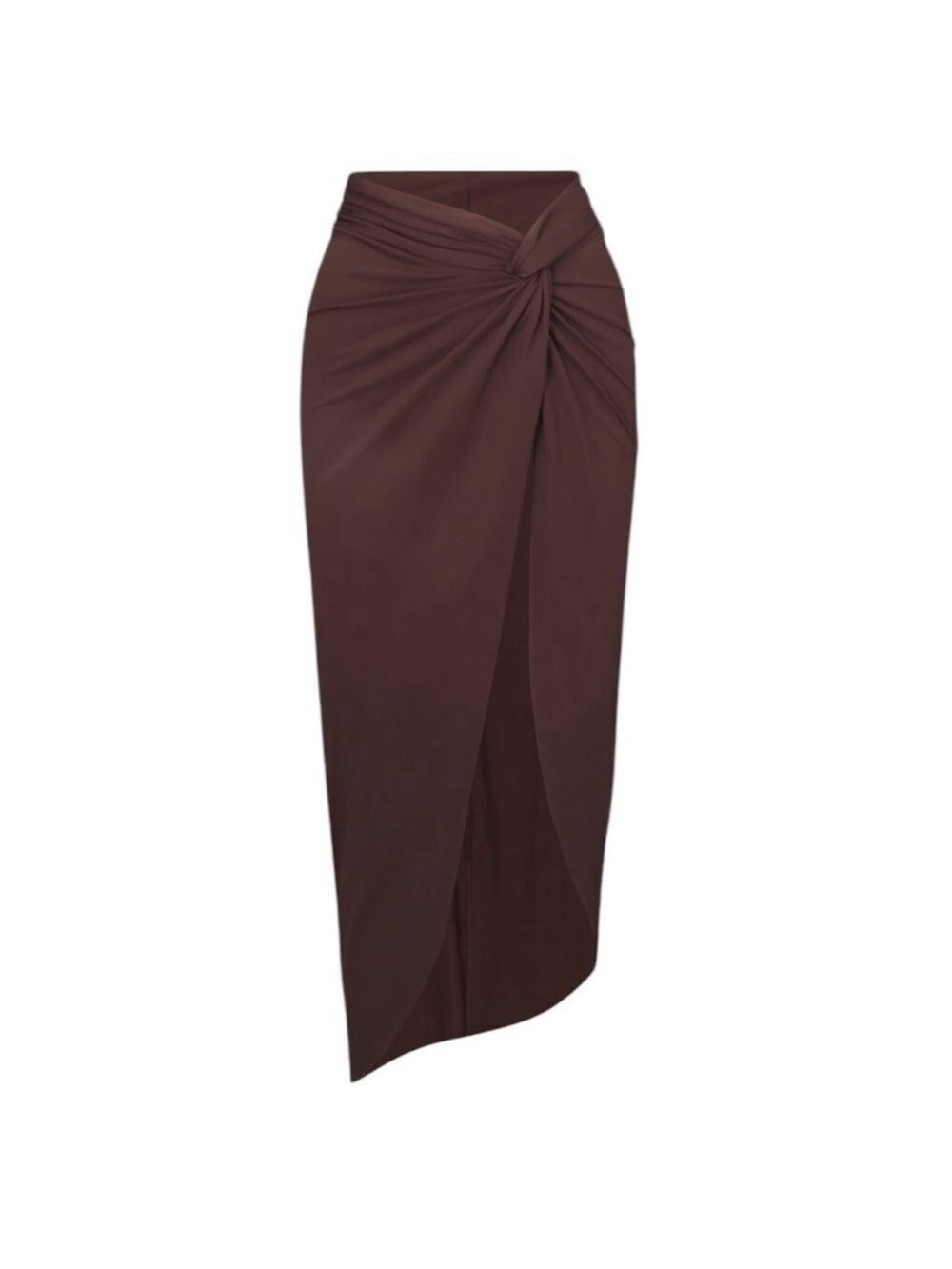 SKIMS RECYCLED SWIM SARONG SKIRT IN COCOA